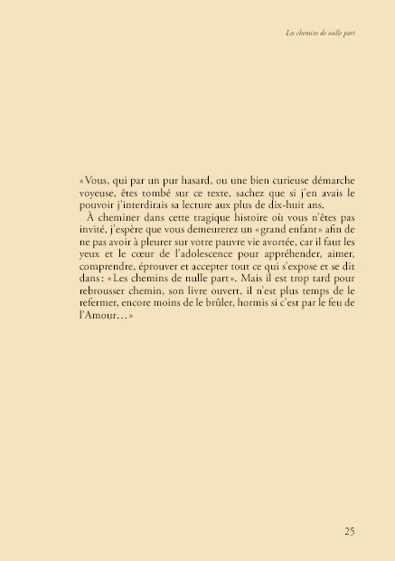 Page 25, extrait de texte de Les chemins de nulle part, version littéraire